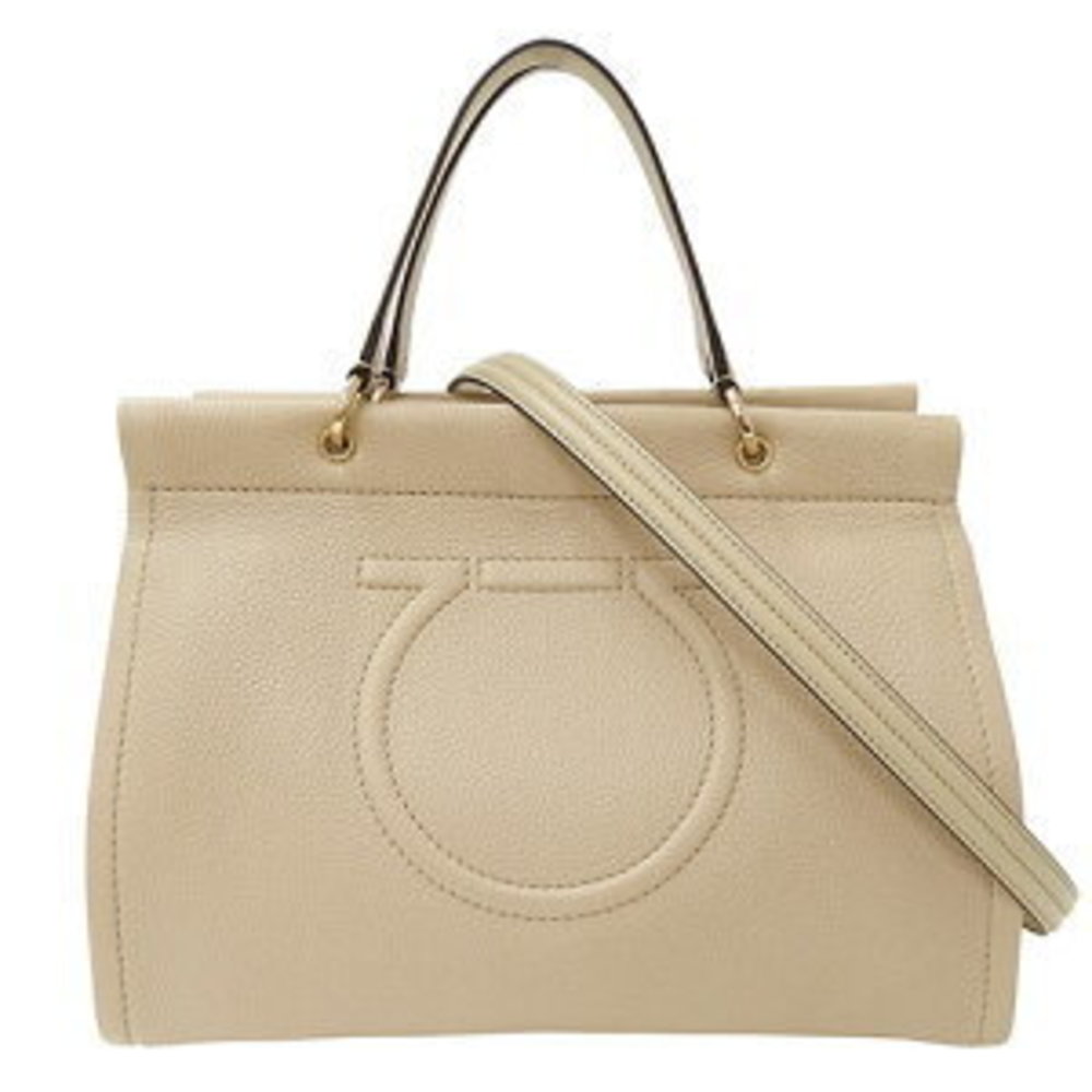 Ferragamo Bag Handbag Leather Beige Handheld - Picture 1 of 16